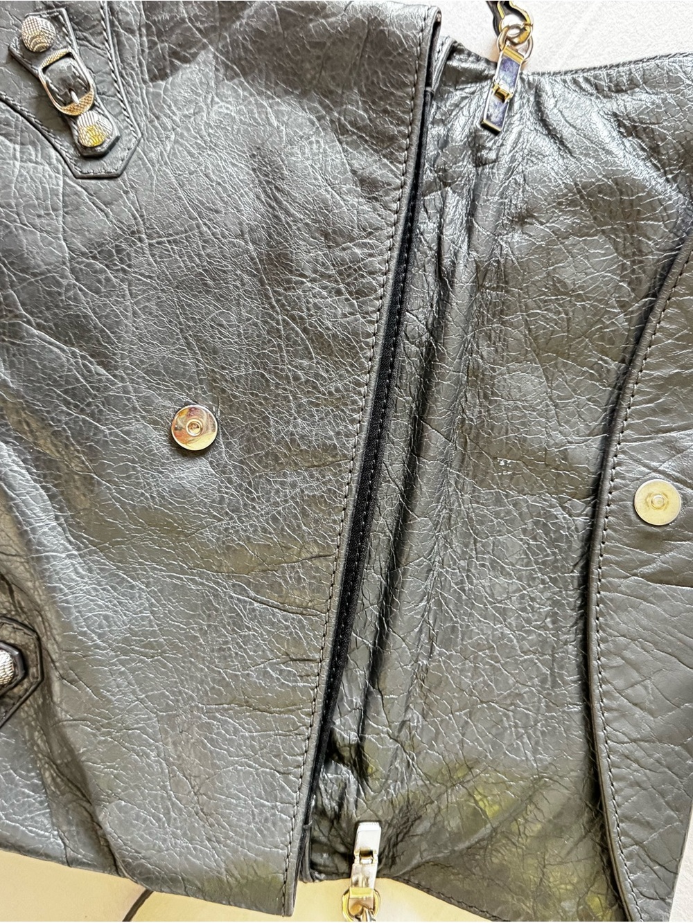 Balenciaga Black Leather Fold-Over Crossbody with Silver Hardware - Picture 2 of 2